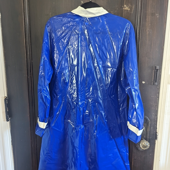 NEW Madcap England Mod Retro 60s Raincoat Rain Jacket Royal Blue - Picture 3 of 8